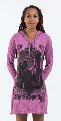 Sure Design Women's Antique Buddha Hoodie Dress Pink