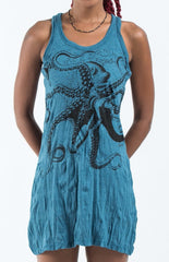Sure Design Women's Octopus Tank Dress Denim Blue