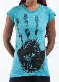 Wholesale Sure Design Women's Eye In Palm T-Shirt Turquoise - $5.55