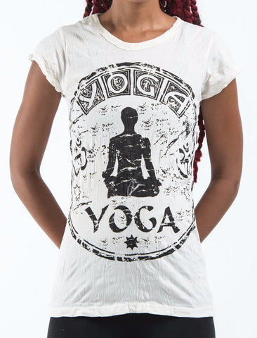 Sure Design Women's Infinitee Yoga Stamp T-Shirt White