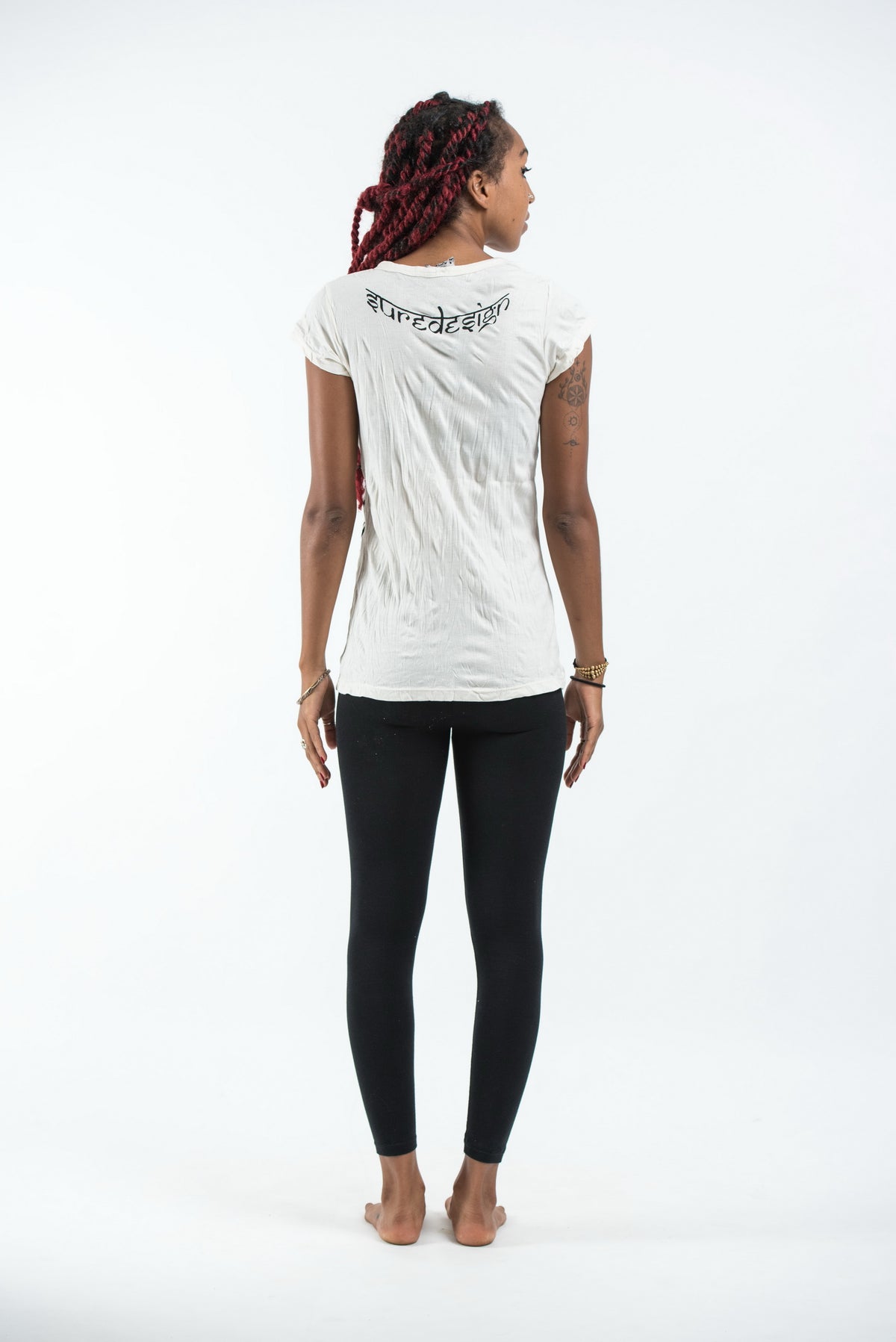 Sure Design Women's Infinitee Yoga Stamp T-Shirt White