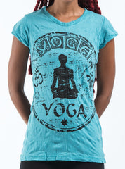 Sure Design Women's Infinitee Yoga Stamp T-Shirt Turquoise