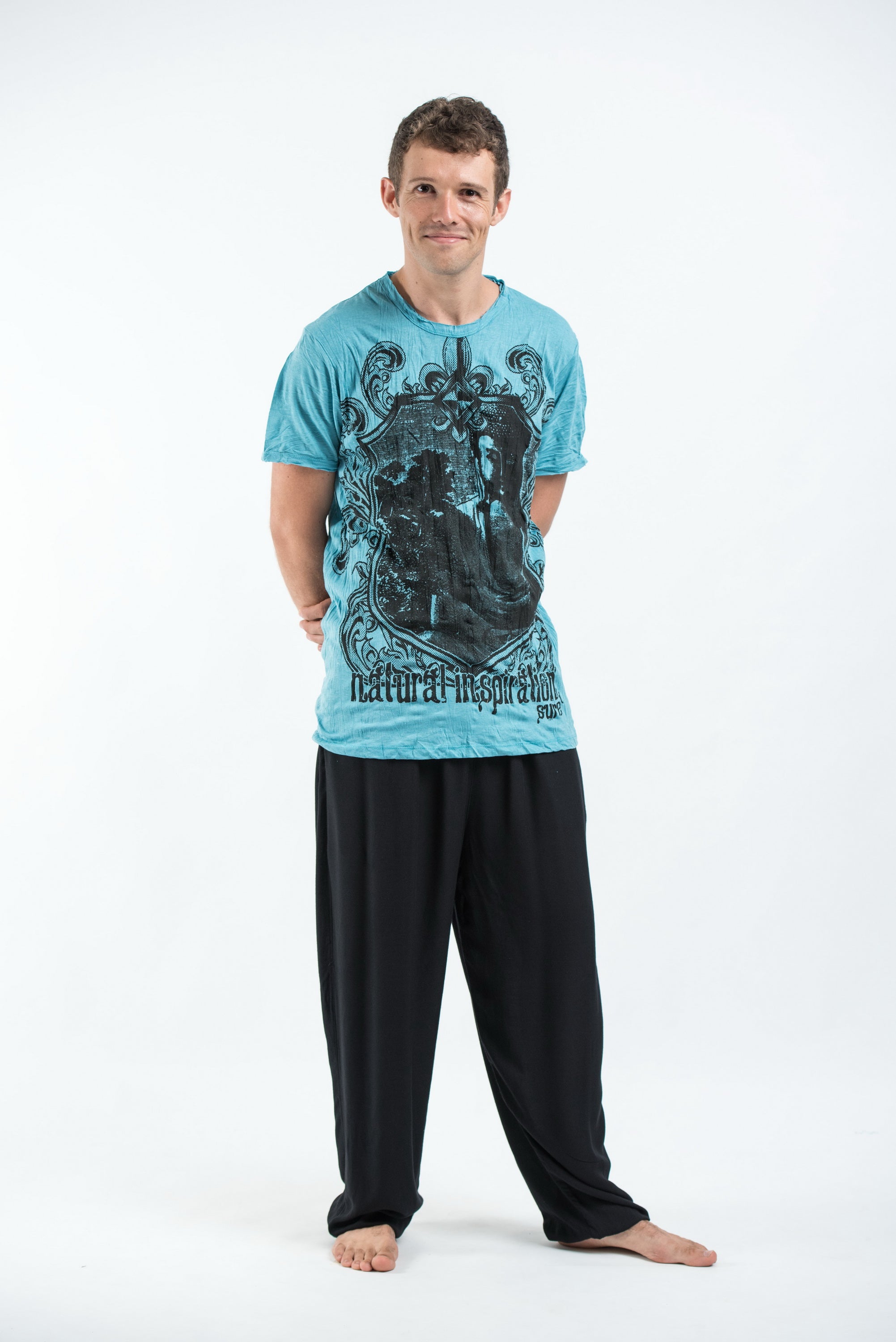 Sure Design Men's Antique Buddha T-Shirt Turquoise