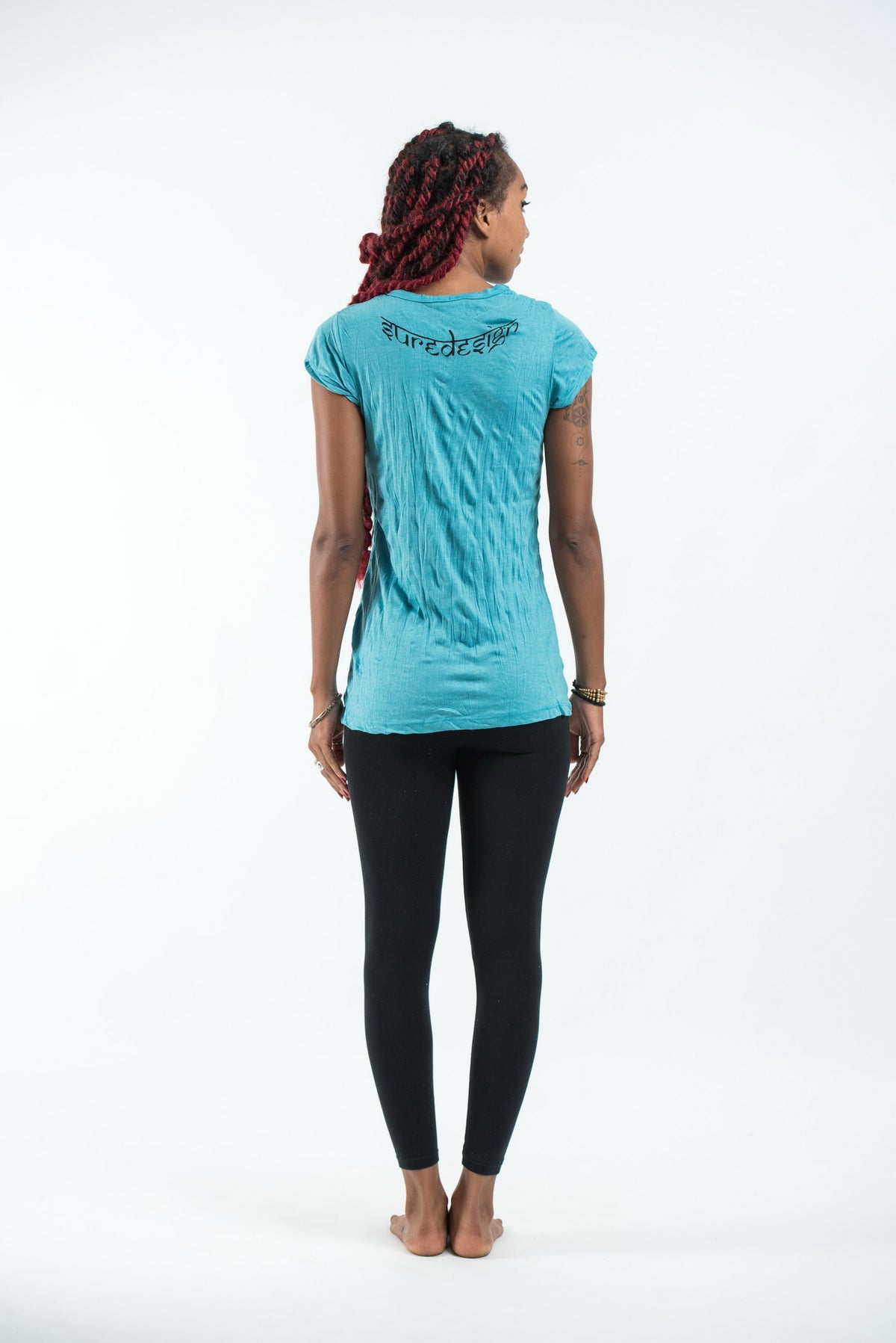 Sure Design Women's Infinitee Yoga Stamp T-Shirt Turquoise