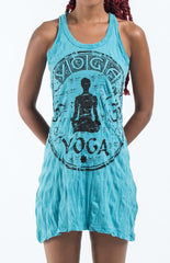 Sure Design Women's Infinitee Yoga Stamp Tank Dress Turquoise