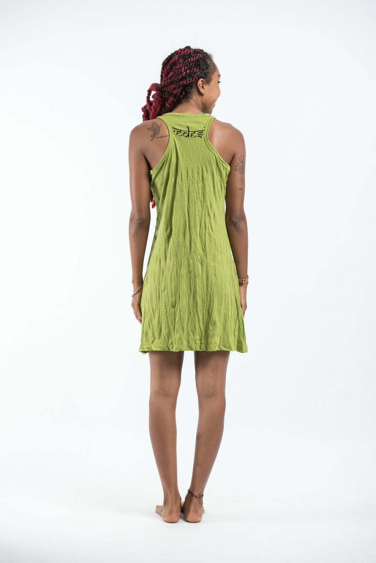 Sure Design Women's Infinitee Yoga Stamp Tank Dress Lime