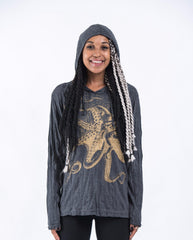 Sure Design Unisex Octopus Hoodie Gold on Black