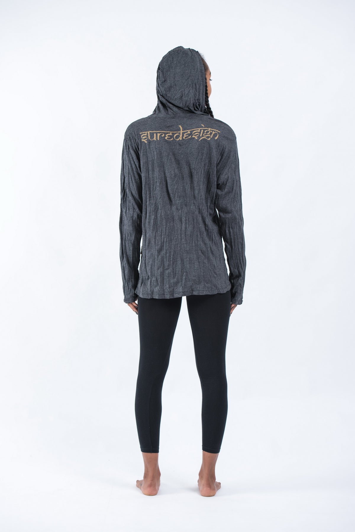 Sure Design Unisex Octopus Hoodie Gold on Black