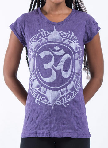 Sure Design Women's Infinitee Ohm T-Shirt Silver on Purple