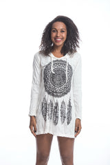Sure Design Women's DreamCatcher Hoodie Dress White