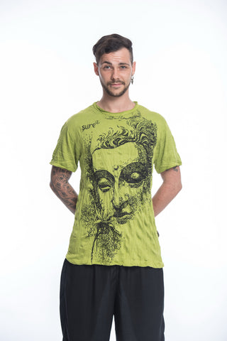 Sure Design Mens Buddha Face T-Shirt Lime