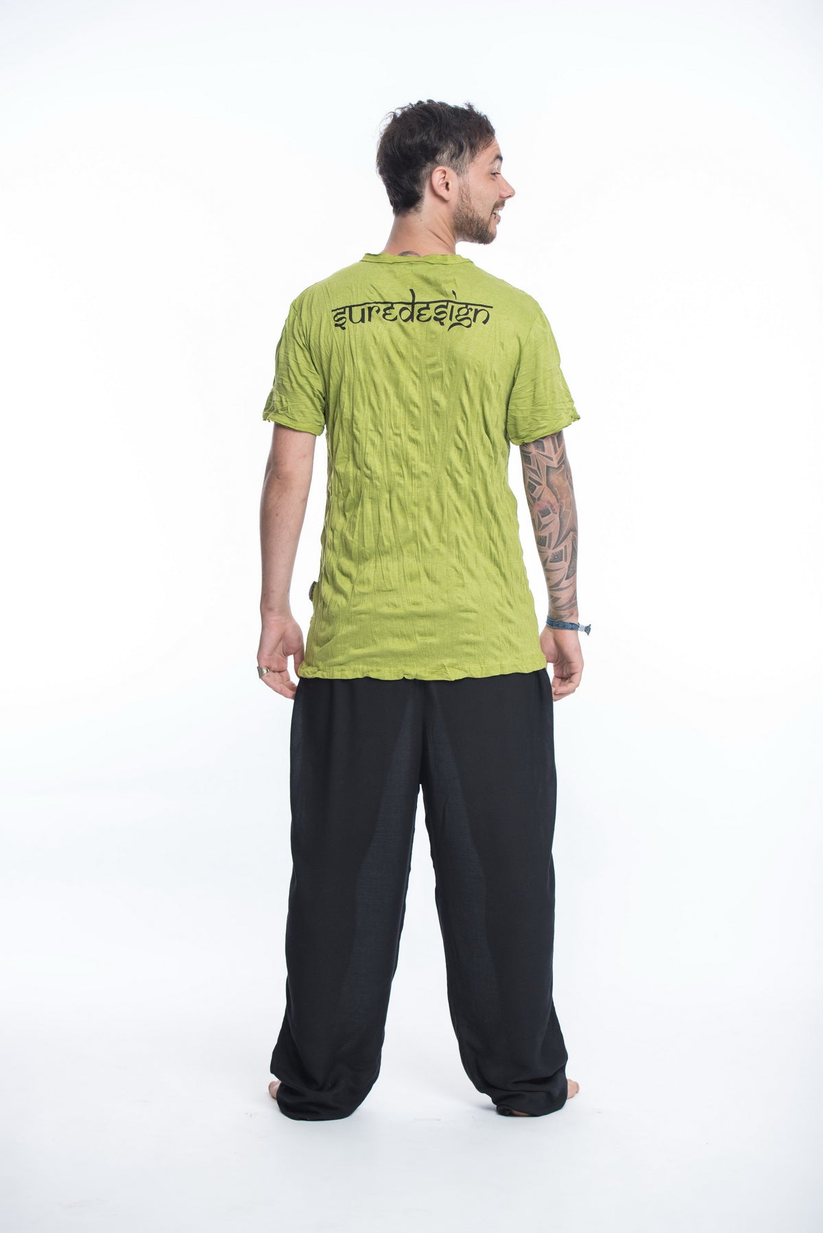 Sure Design Mens Buddha Face T-Shirt Lime