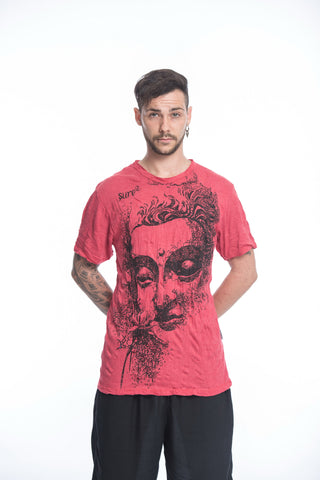 Sure Design Mens Buddha Face T-Shirt Red