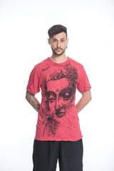 Sure Design Mens Buddha Face T-Shirt Red