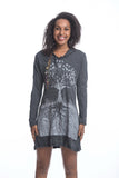 Wholesale Sure Design Women's Tree of Life Hoodie Dress Silver on Black - $13.50