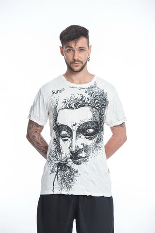 Sure Design Mens Buddha Face T-Shirt White