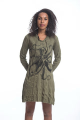 Sure Design Women's Octopus Hoodie Dress Green