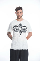 Sure Design Mens Buddha Eyes T-Shirt White