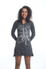 Sure Design Women's Octopus Hoodie Dress Silver on Black