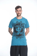 Sure Design Mens Ohm Buddha Face T-Shirt Denim Blue