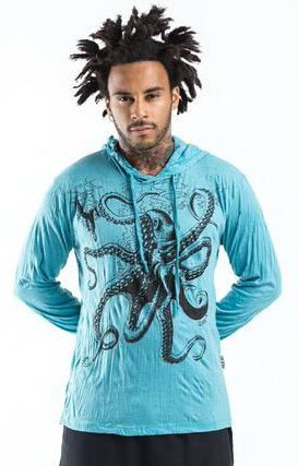 Sure Design Unisex Octopus Hoodie Turquoise