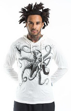 Sure Design Unisex Octopus Hoodie White