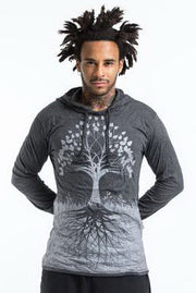 Sure Design Unisex Tree of Life Hoodie Silver on Black