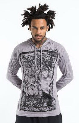 Sure Design Unisex Sanskrit Buddha Hoodie Gray