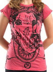 Sure Design Women's Big Face Ganesh T-Shirt Red