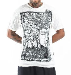 Sure Design Men's Sanskrit Buddha T-Shirt White