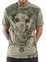 Sure Design Men's Big Face Ganesh T-Shirt Green