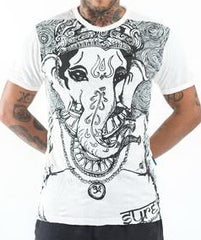 Sure Design Men's Big Face Ganesh T-Shirt White