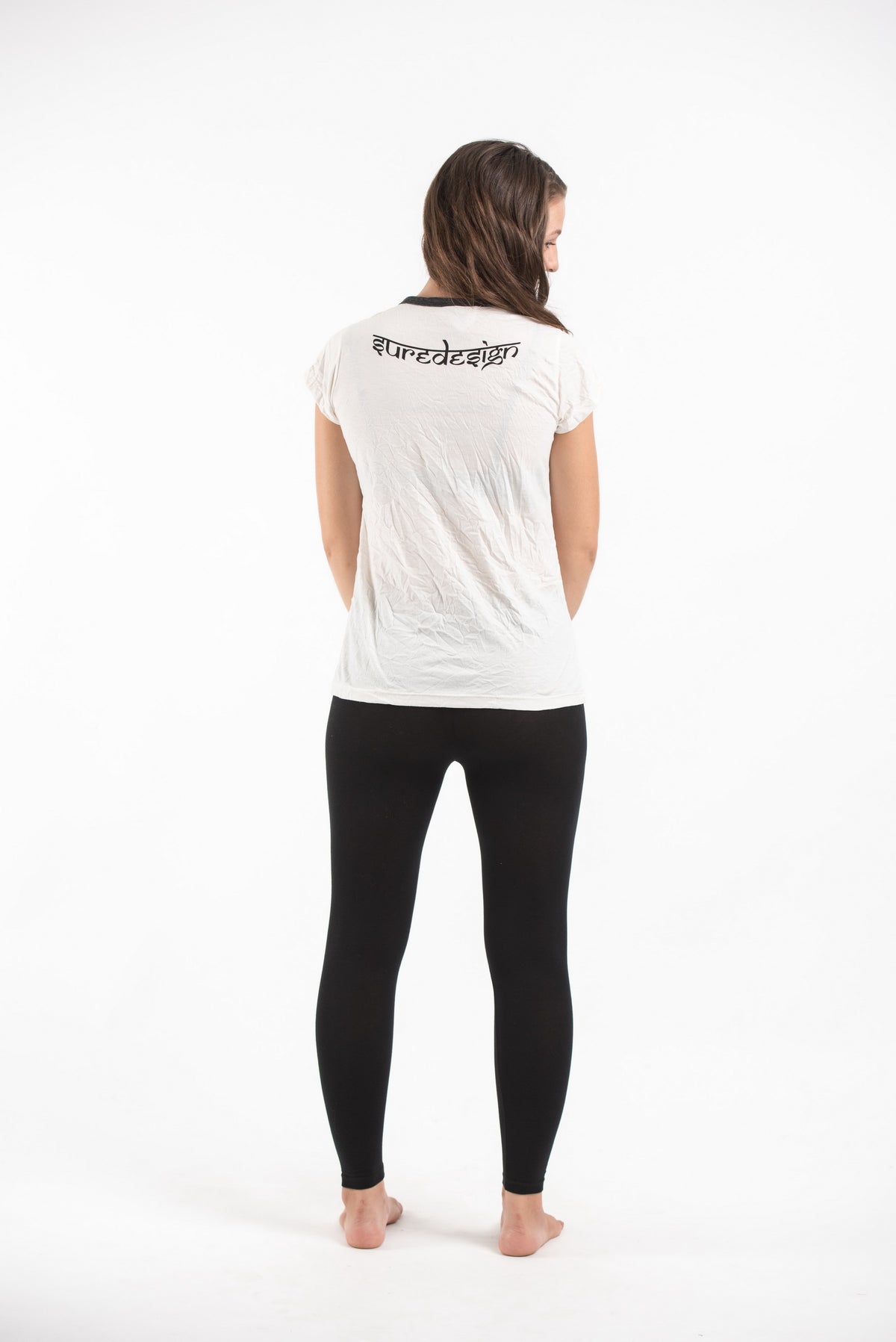 Sure Design Women's Tribal Skull T-shirt Black on White