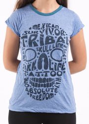 Sure Design Women's Tribal Skull T-shirt Blue