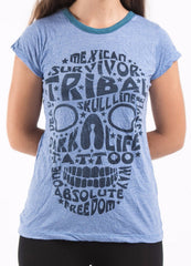 Sure Design Women's Tribal Skull T-shirt Blue