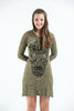 Sure Design Women's Tribal Skull Hoodie Dress Green