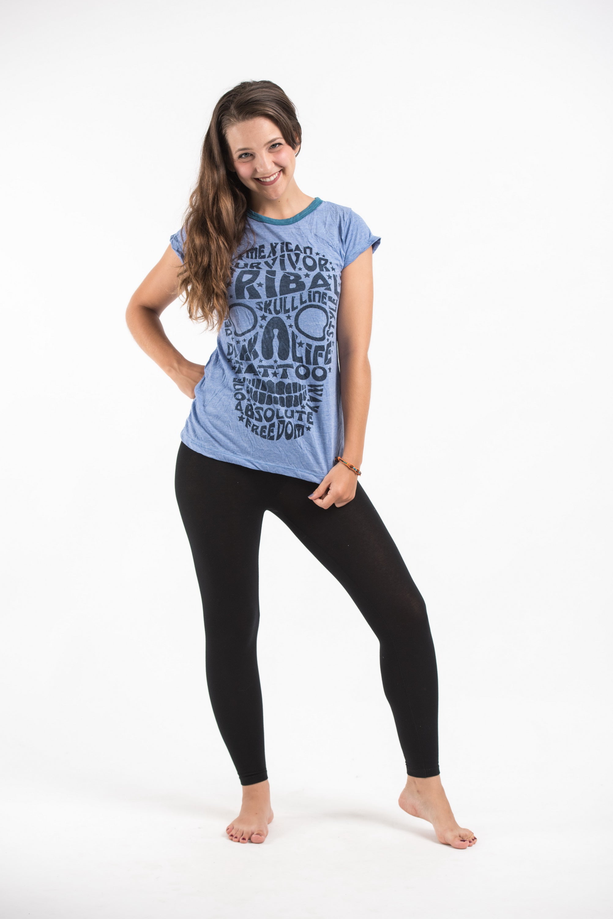 Sure Design Women's Tribal Skull T-shirt Blue