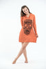 Sure Design Women's Tribal Skull Hoodie Dress Orange