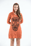 Wholesale Sure Design Women's Tribal Skull Hoodie Dress Orange - $12.50
