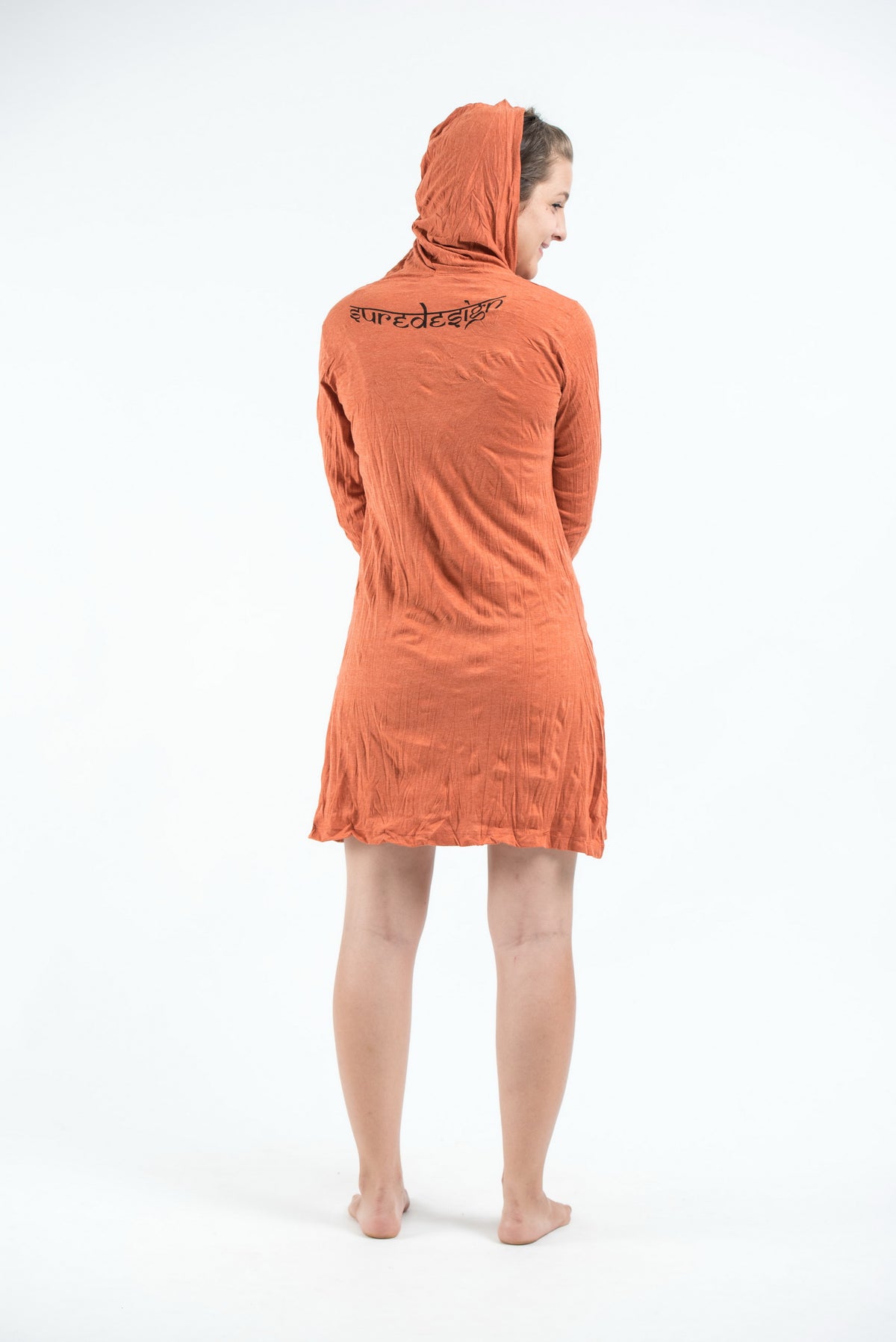 Sure Design Women's Tribal Skull Hoodie Dress Orange