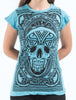 Sure Design Women's Trippy Skull T-Shirt Turquoise