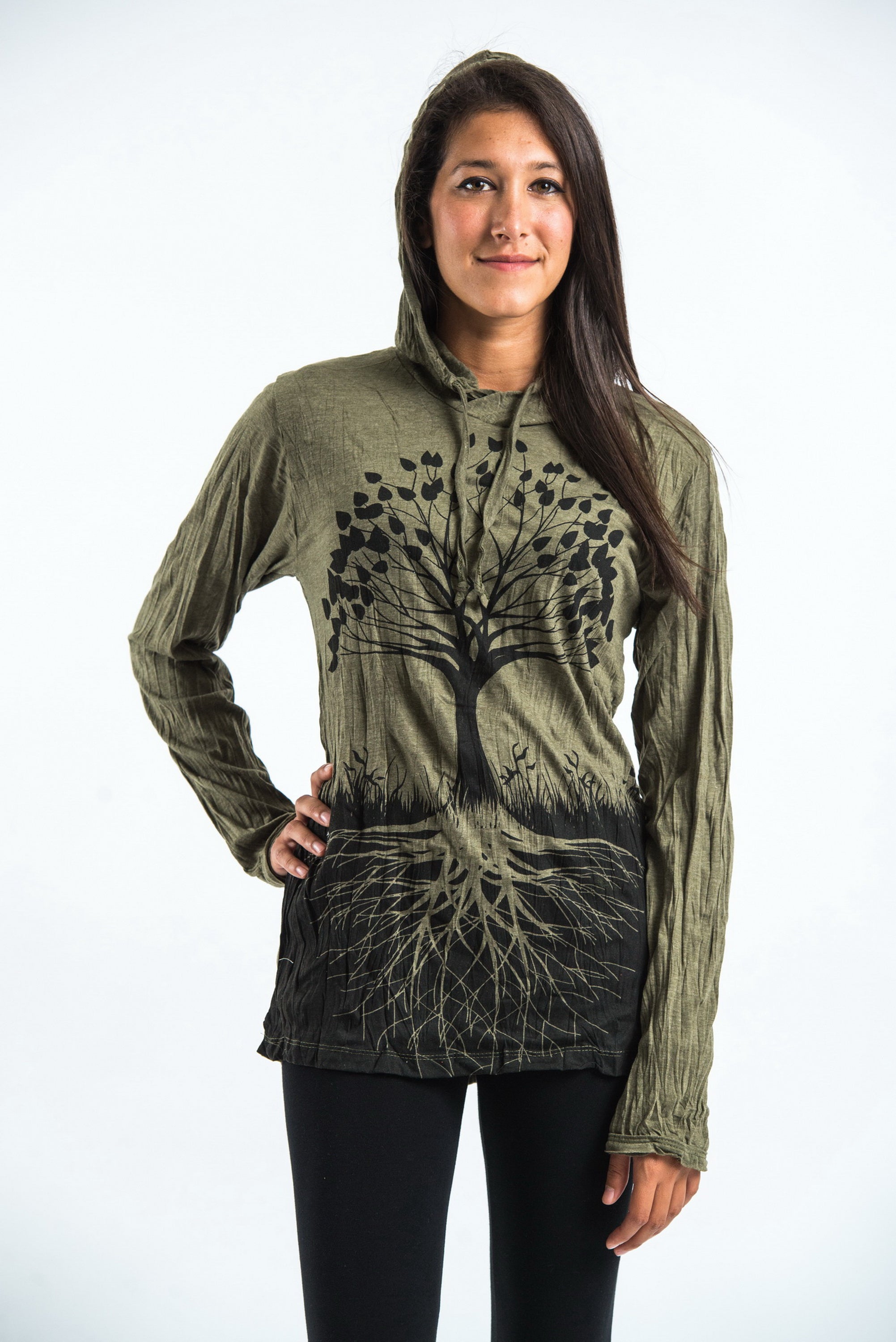 Sure Design Unisex Tree of Life Hoodie Green