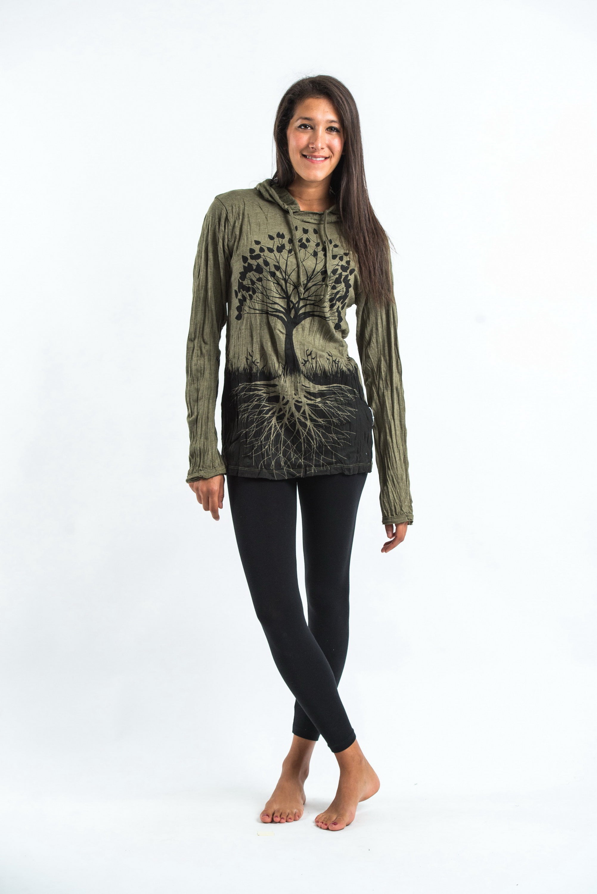 Sure Design Unisex Tree of Life Hoodie Green