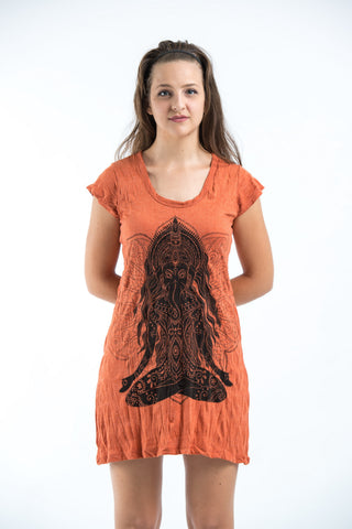 Sure Design Women's Ganesh Mantra Dress Orange