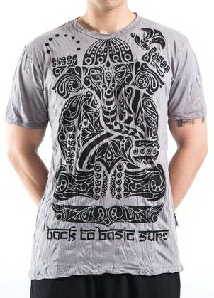 Sure Design Men's Tattoo Ganesh T-Shirt Gray