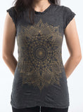Wholesale Sure Design Women's Lotus Mandala T-Shirt Gold On Black - $9.00