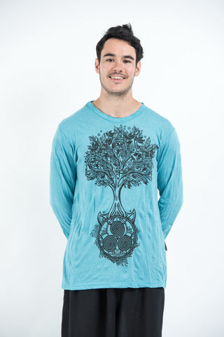 Sure Design Unisex Celtic Tree Long Sleeve T-Shirt Turquoise
