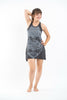 Sure Design Women's Buddha Head Tank Dress Silver on Black