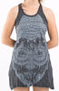 Sure Design Women's Buddha Head Tank Dress Silver on Black