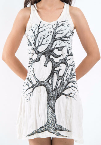 Sure Design Women's Om Tree Tank Dress White